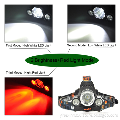 Boruit Manufacturer RJ 3000 Red Light CREE LED Headlamp For Hunting